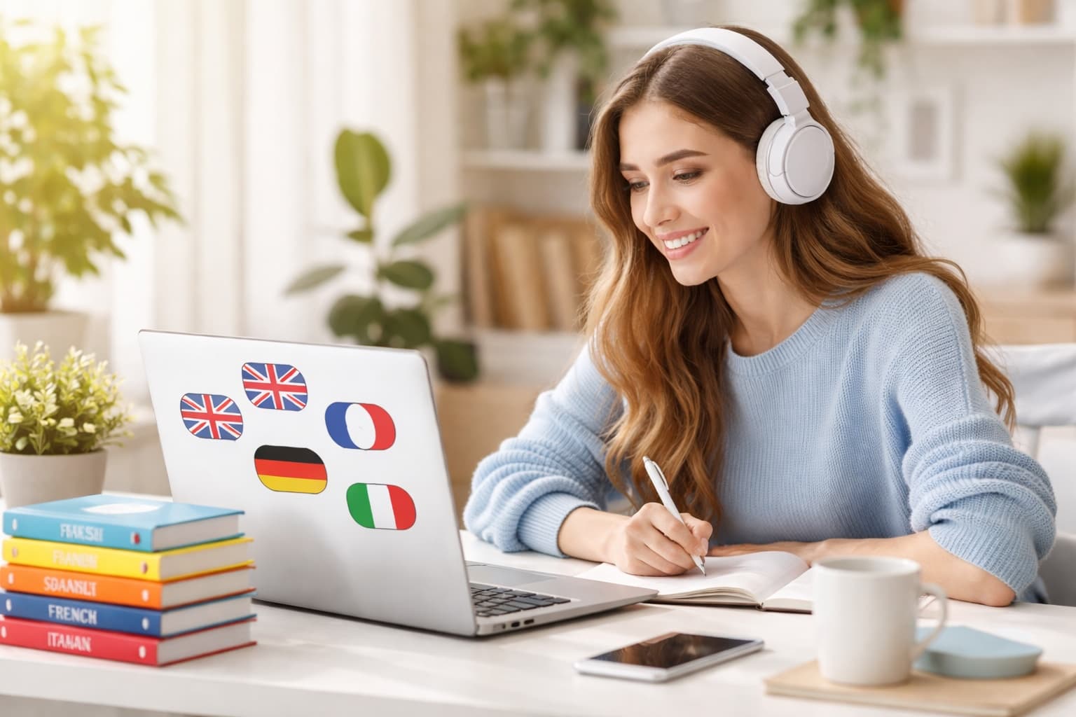 Студент занимается за ноутбуком